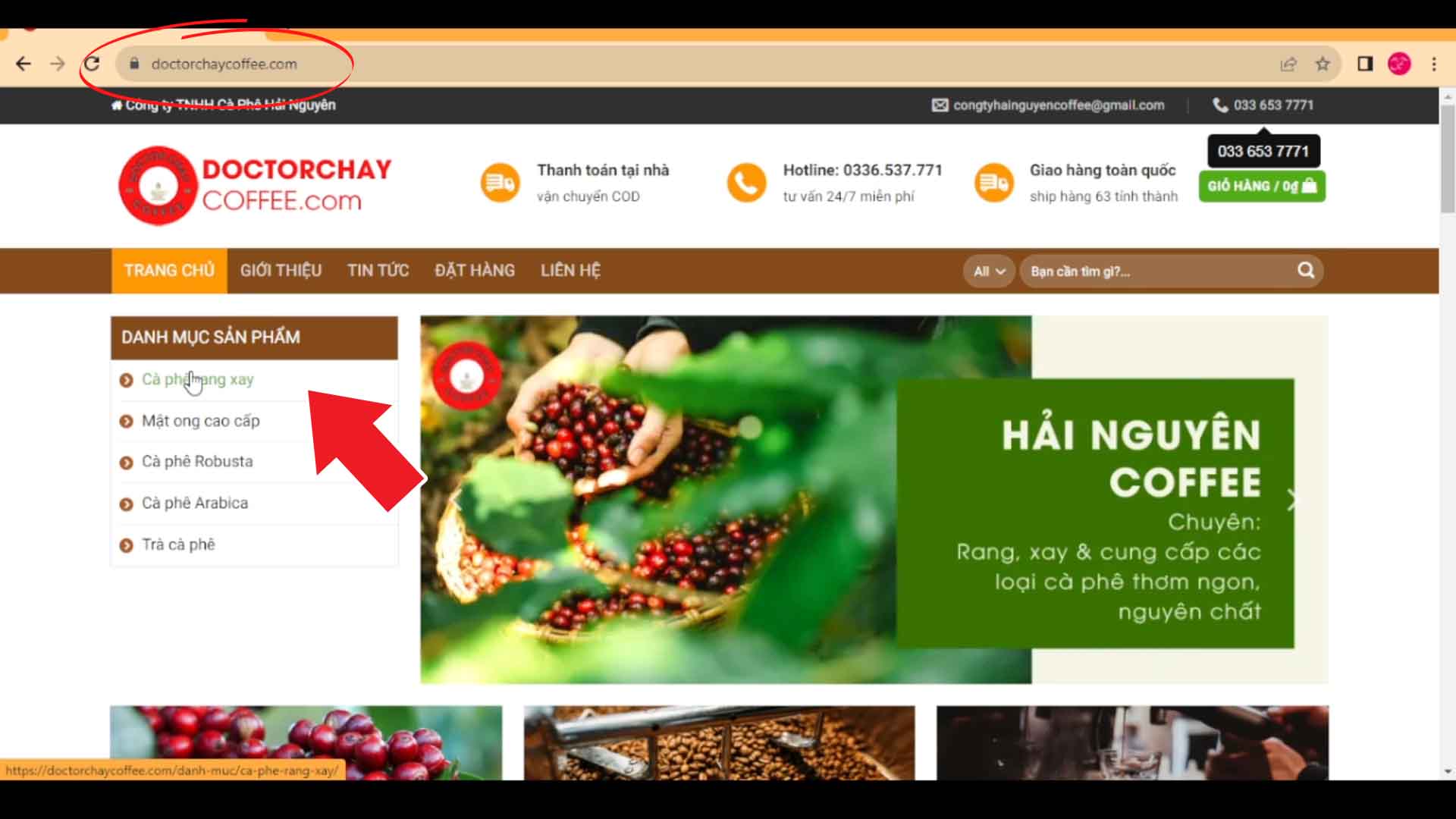 Hướng dẫn đặt hàng tại website Doctor Chày Coffee