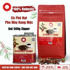 Cà phê hạt pha máy rang mộc Nguyên Hạt 100% Robusta gói 500g