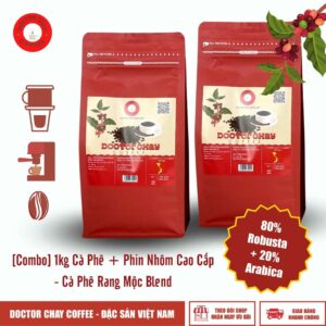 [Combo] 1kg Cà Phê Rang Mộc Blend + Phin nhôm cao cấp DOCTOR CHAY COFFEE