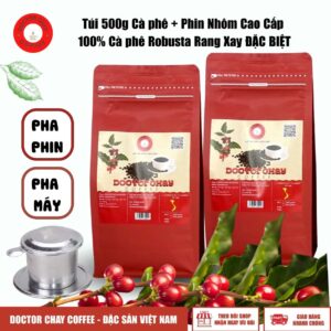 Phin nhôm cao cấp + 500g Cà phê Robusta rang xay Đặc Biệt